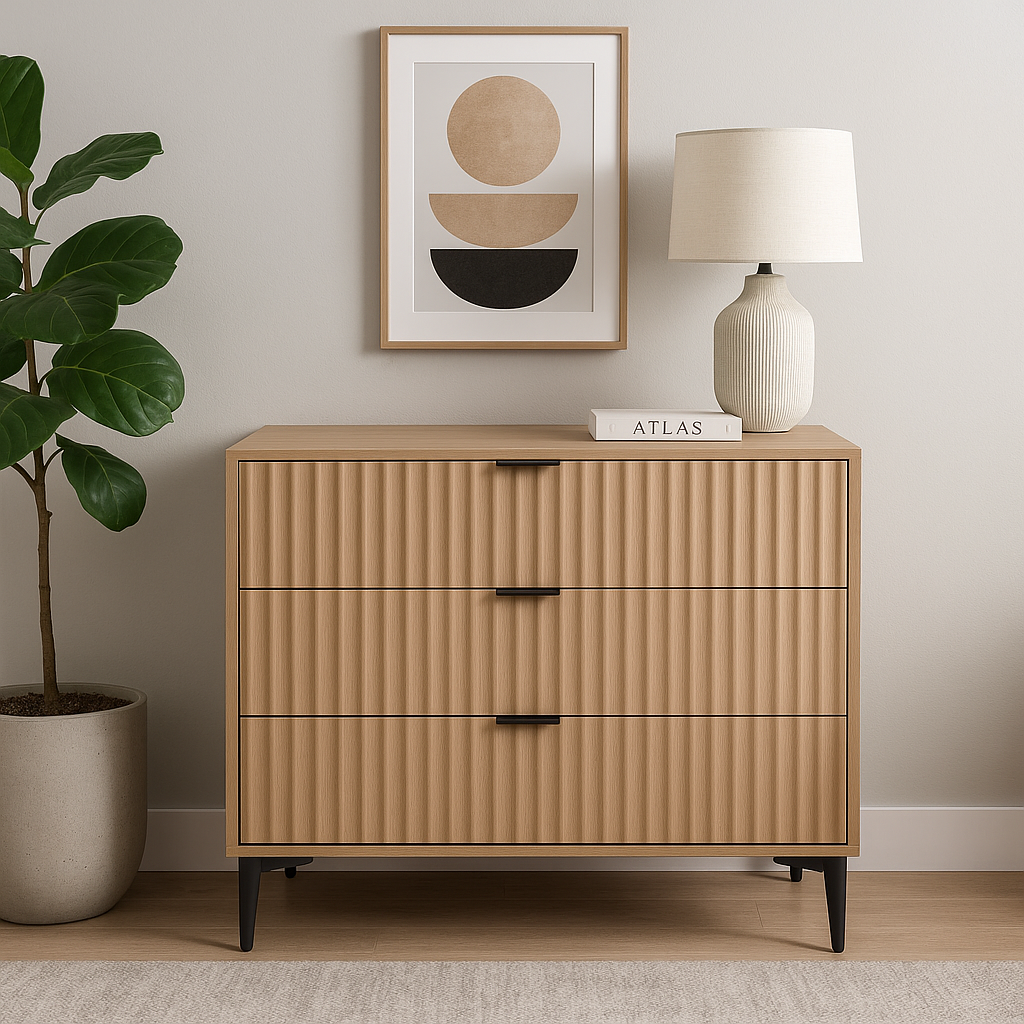 Cassettiera moderna con 3 cassetti in melamina legno - Lignum