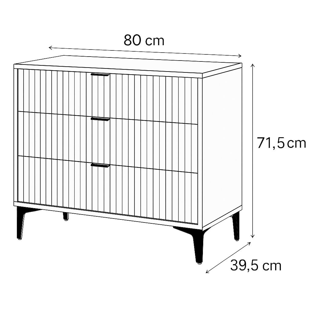Cassettiera moderna con 3 cassetti in melamina legno - Lignum