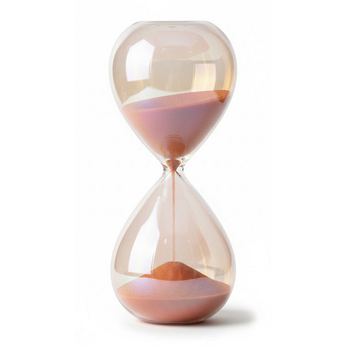 Clessidra in vetro ambrato con sabbia colorata