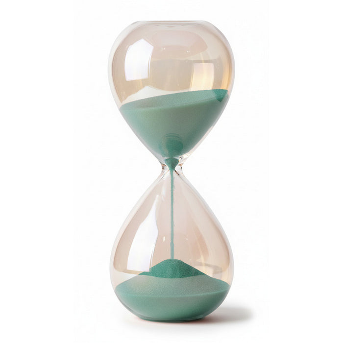 Clessidra in vetro ambrato con sabbia colorata