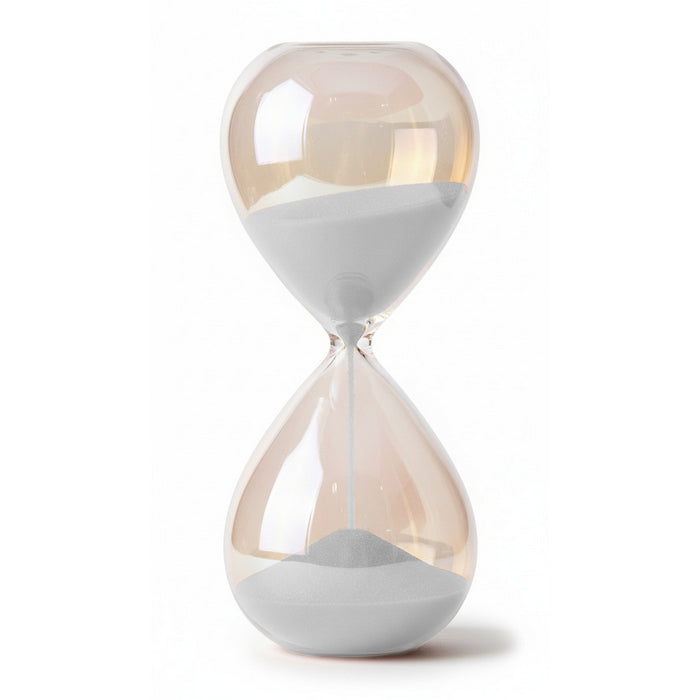 Clessidra in vetro ambrato con sabbia colorata