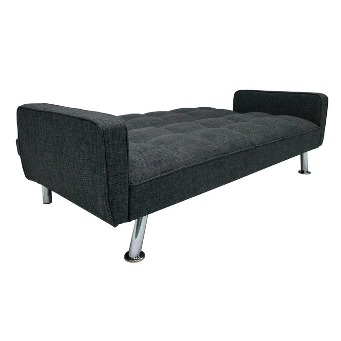 Divano letto in tessuto con gambe in metallo cromato - Nova