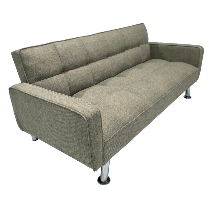 Divano letto in tessuto con gambe in metallo cromato - Nova