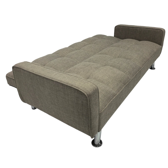 Divano letto in tessuto con gambe in metallo cromato - Nova