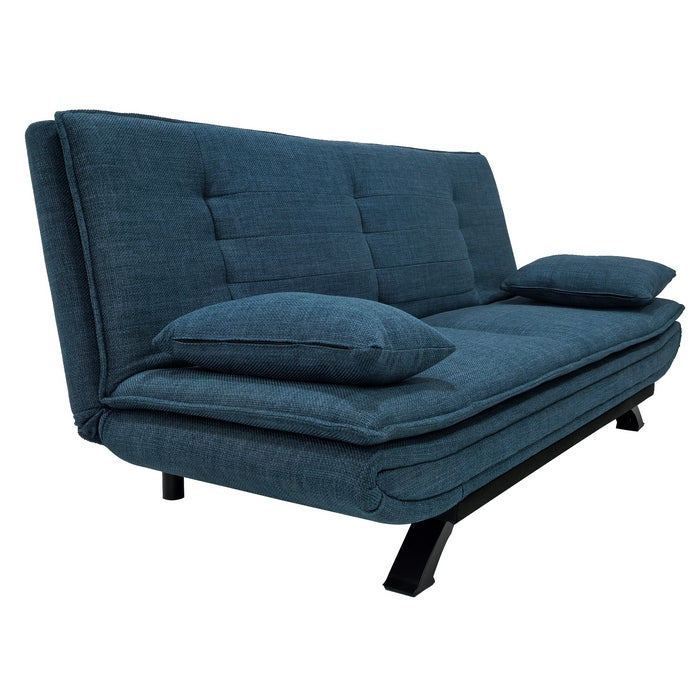 Divano letto in tessuto con gambe nere e cuscini - Vittoria