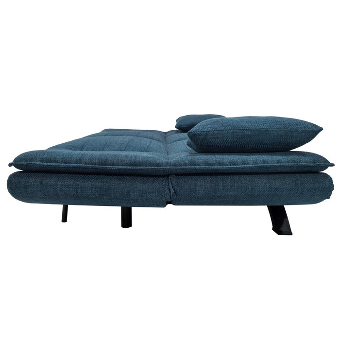 Divano letto in tessuto con gambe nere e cuscini - Vittoria