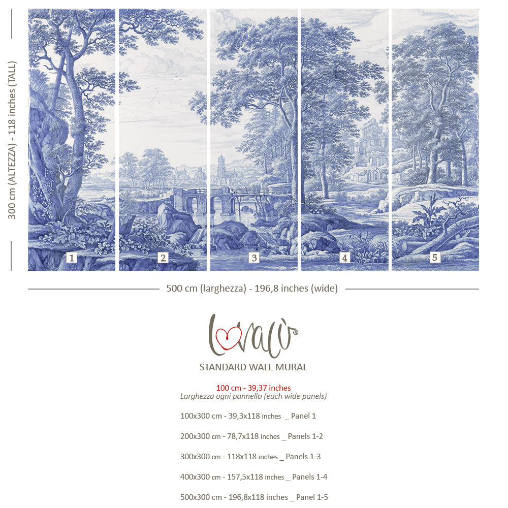 Capri Landscape Blue Vintage Wall Mural