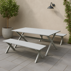 Tavolo pic-nic da giardino con panche in alluminio bianco - Eros