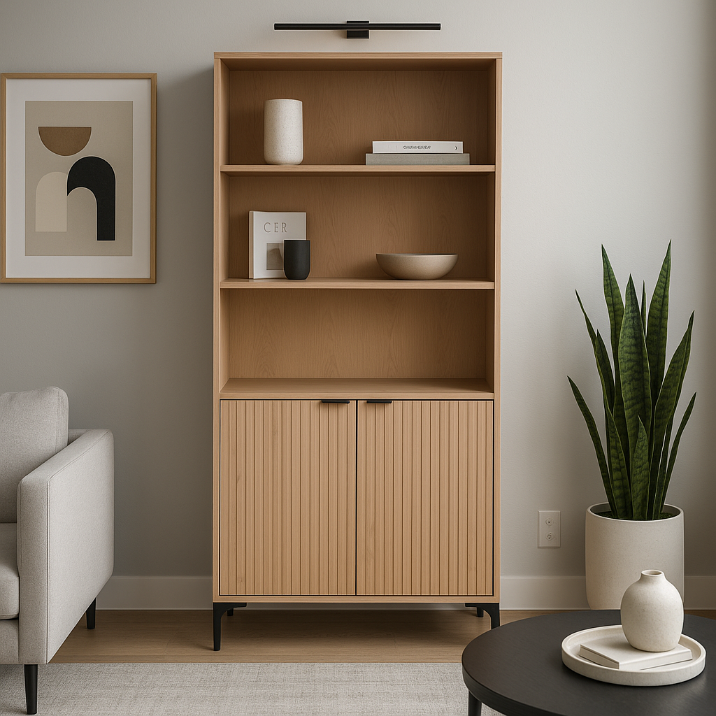 Mobile moderno con 2 ante e ripiani in melamina legno - Lignum