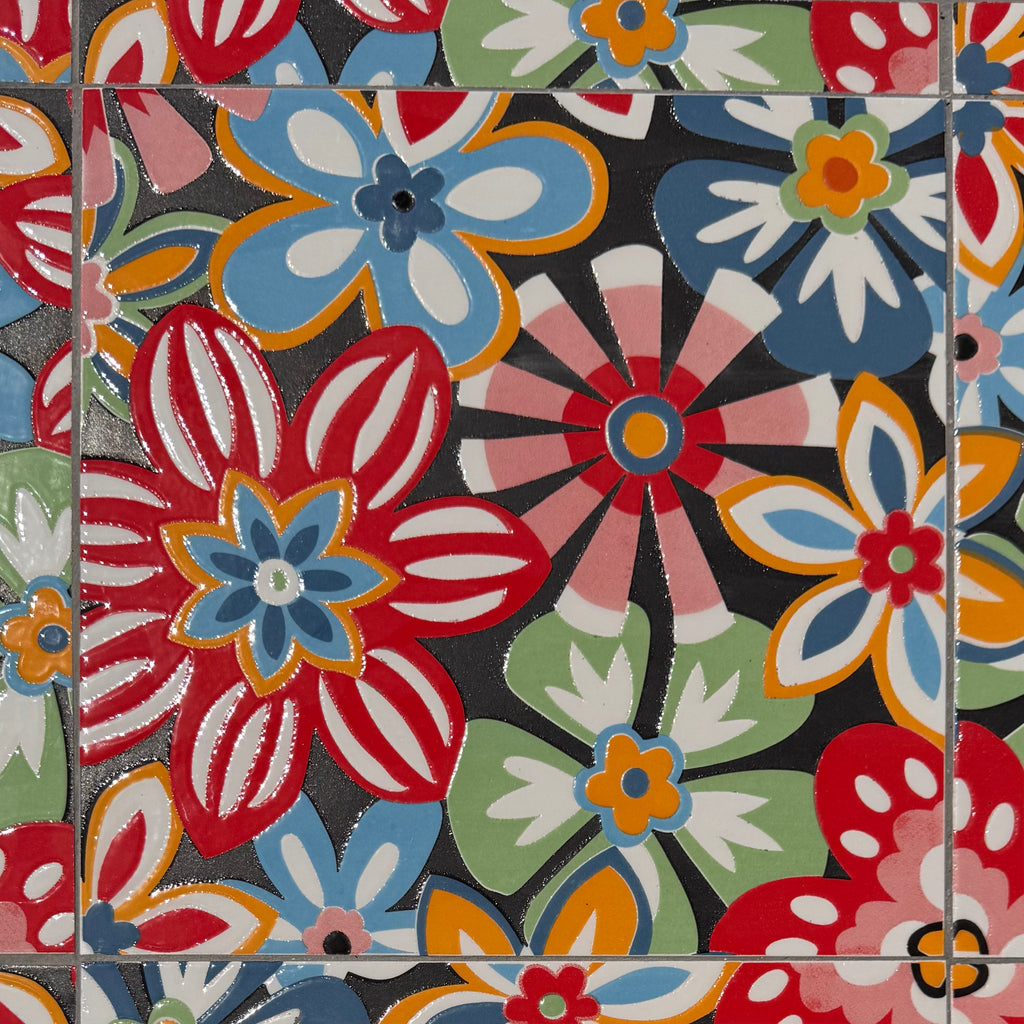 Tavolo quadrato da giardino in metallo con mosaico - Sanremo