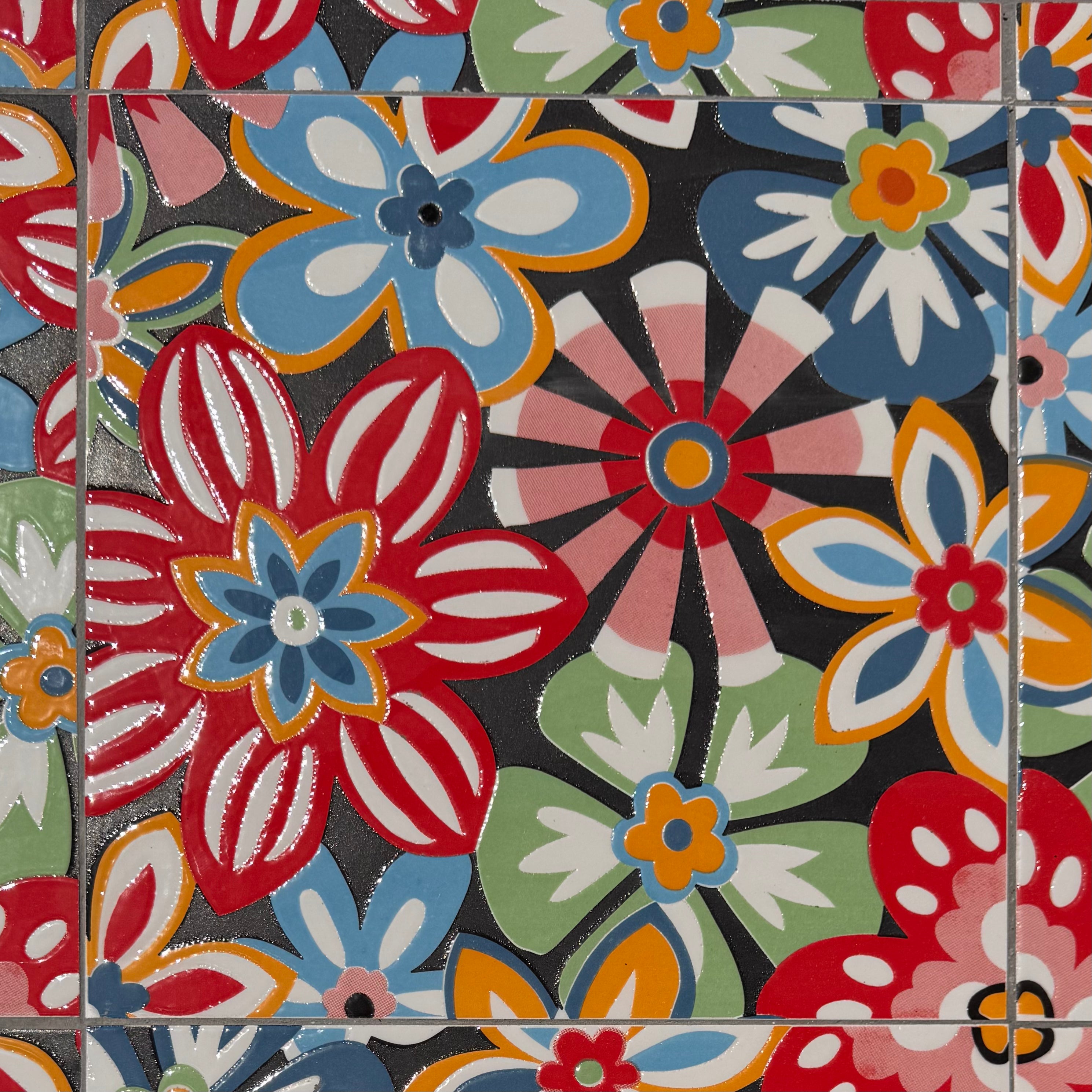 Tavolo quadrato da giardino in metallo con mosaico - Sanremo