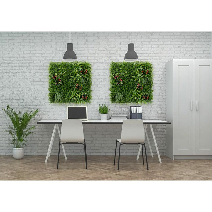 Parete con piante e fiori artificiali per giardino verticale 100x100 cm - Frame