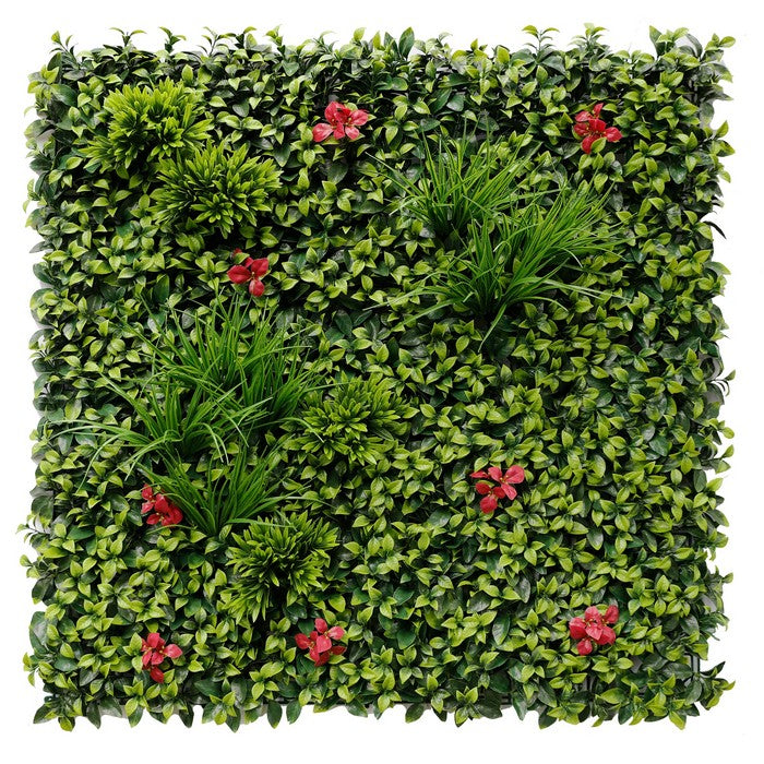 Parete con piante e fiori artificiali per giardino verticale 100x100 cm - Frame