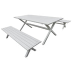 Tavolo pic-nic da giardino con panche in alluminio bianco - Eros
