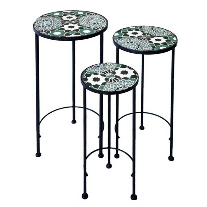 Supporto rotondo per piante con mosaico - Taormina