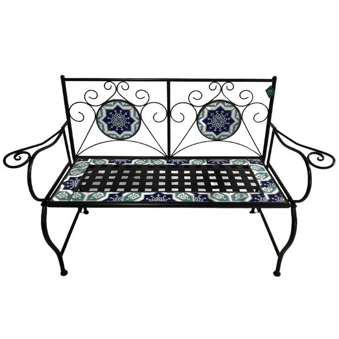 Panchina da giardino in metallo con mosaico - Capri