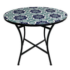 Tavolo rotondo da giardino in metallo con mosaico - Capri