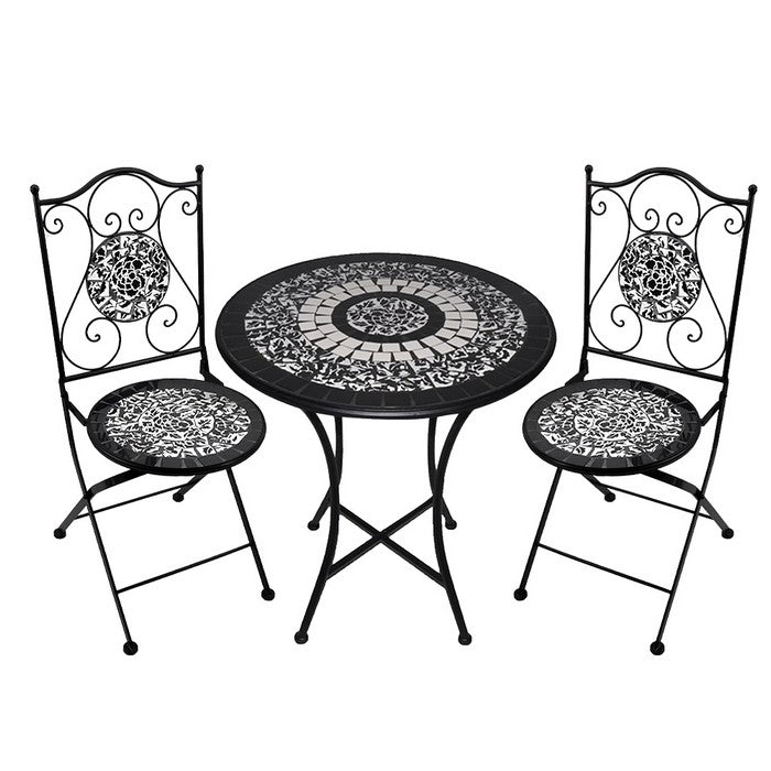 Set tavolo con sedie pieghevoli in metallo con mosaico - Stromboli