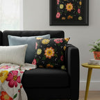 Cuscino in cotone con stampa fiori 45x45 cm