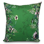 Cuscino in cotone verde con stampa fiori 45x45 cm