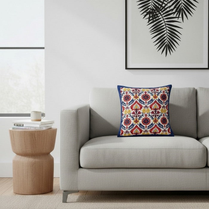 Cuscino in cotone con stampa colorata maioliche 45x45 cm