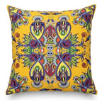 Cuscino in cotone giallo con stampa maioliche - 45x45 cm