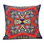 Cuscino in cotone rosso con stampa maioliche 45x45 cm