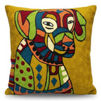 Cuscino in lana acrilica con ricamo cane 45x45 cm