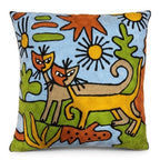 Cuscino in lana acrilica con ricamo natura 45x45 cm