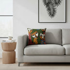 Cuscino in lana acrilica con ricamo gatti 45x45 cm