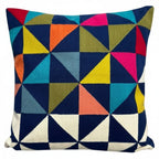Cuscino in lana acrilica con ricamo geometrico colorato 45x45 cm