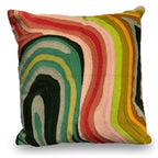 Cuscino in lana acrilica con ricamo onde colorate 45x45 cm