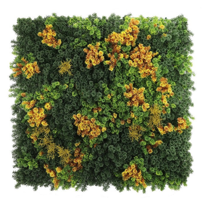 Parete con piante artificiali per giardino verticale fiori gialli 100x100 cm - Frame