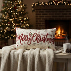 Cuscino in velluto rettangolare con dettagli in rilievo 30x50 cm - Merry Christmas