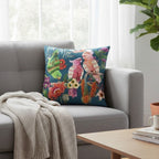 Cuscino in velluto con ricami in rilievo 45x45 cm - Pappagalli