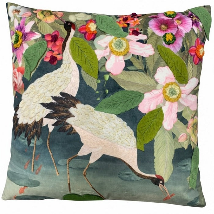 Cuscino in velluto con ricami in rilievo 45x45 cm - Volatili