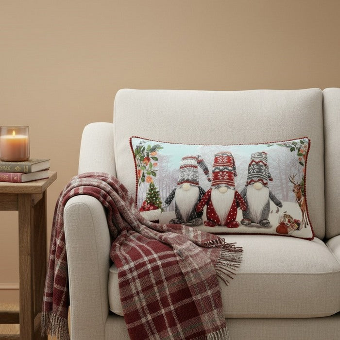 Cuscino in velluto con ricami in rilievo 30x50 cm - Gnomi