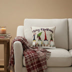 Cuscino in cotone con ricami in rilievo 45x45 cm - Gnomi con scritta