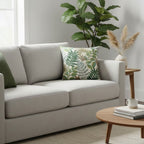 Cuscino in cotone con ricami in rilievo 45x45 cm - Foglie