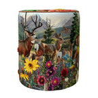 Pouf rotondo in velluto con alce e fiori 40 cm