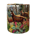 Pouf rotondo in velluto con alce e fiori 40 cm