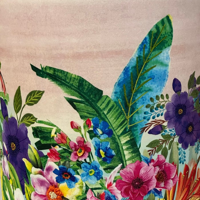 Pouf rotondo in velluto rosa con natura 40 cm