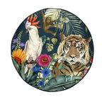 Pouf rotondo in velluto con tigre 40 cm