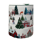 Pouf natalizio rotondo in velluto con paesaggio innevato 40 cm