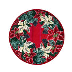 Pouf natalizio rotondo in velluto con casa Babbo Natale 40 cm