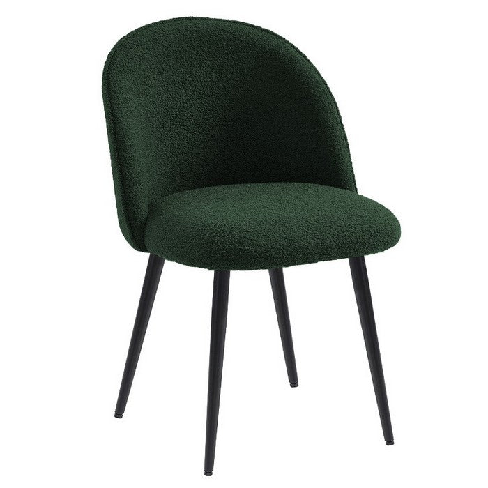 Sedia in tessuto bouclé con gambe in metallo nero - Miranda