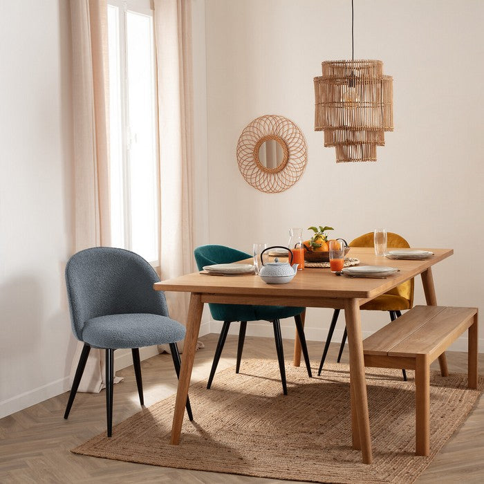 Sedia in tessuto bouclé con gambe in metallo nero - Miranda