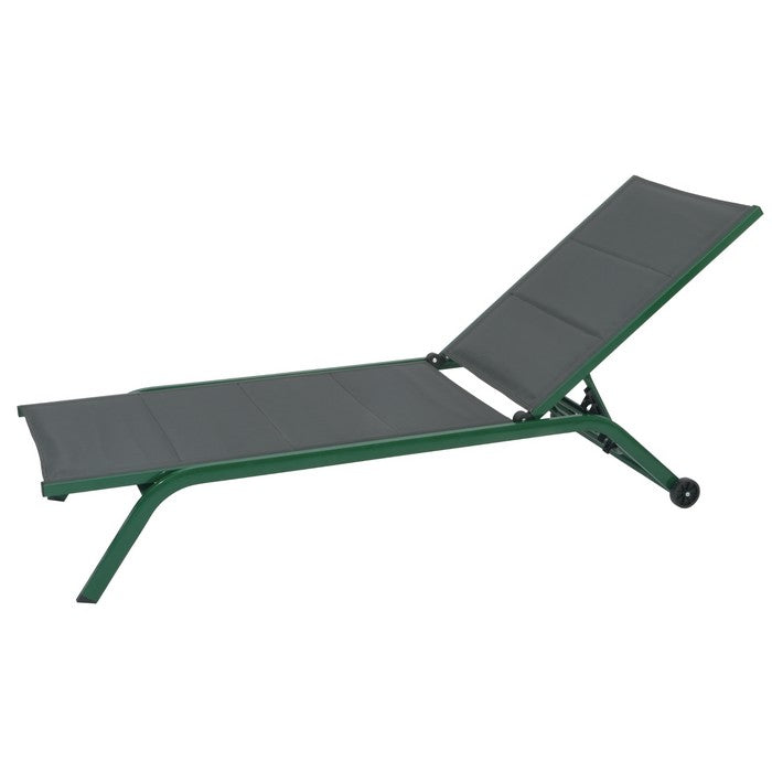 Lettino da giardino in alluminio con schienale reclinabile in 5 posizioni e ruote - Serenity