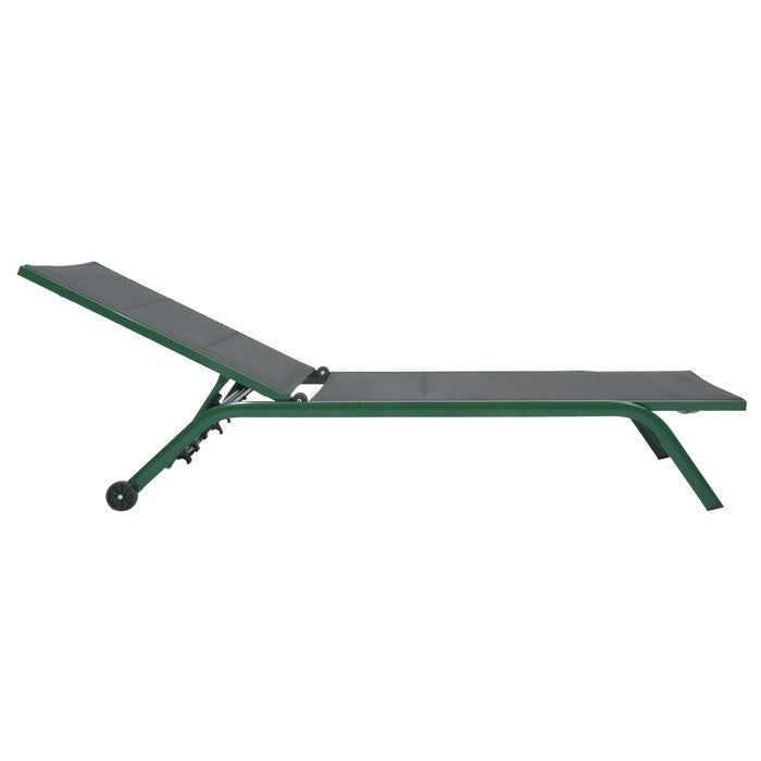 Lettino da giardino in alluminio con schienale reclinabile in 5 posizioni e ruote - Serenity