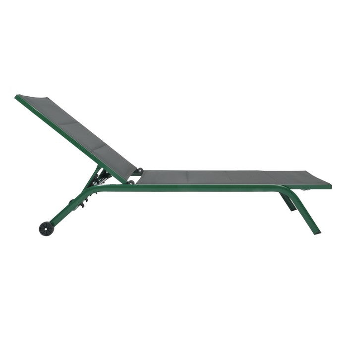 Lettino da giardino in alluminio con schienale reclinabile in 5 posizioni e ruote - Serenity